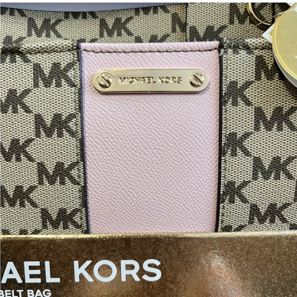 Michael Kors Pink and Tan Logo Belt Bag - L/XL - Picture 5 of 10
